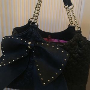 Betsey Johnson Satchel; Black heart texture